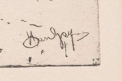 &Eacute;cole europ&eacute;enne: Cinq dessins et eaux-fortes vari&eacute;s, techniques mixtes sur papier, 20&egrave;me si&egrave;cle