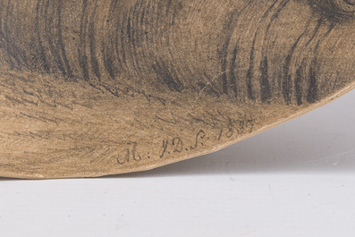 &Eacute;cole acad&eacute;mique, monogramm&eacute;e V.D.S., suiveur d'Angelica Kauffman (1741-1807): Ariane abandonn&eacute;e par Th&eacute;s&eacute;e, crayon sur papier, dat&eacute; 1837