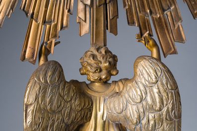 Ostensoir en argent dor&eacute; avec un ange couronn&eacute; d'un nuage radieux, poin&ccedil;on du ma&icirc;tre Hippolyte-Fran&ccedil;ois Bertrand-Paraud, 950/000, France, 19&egrave;me si&egrave;cle