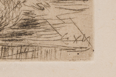 Eugeen Van Mieghem (1875-1930): 'Havenboefje', eau-forte, vers 1922