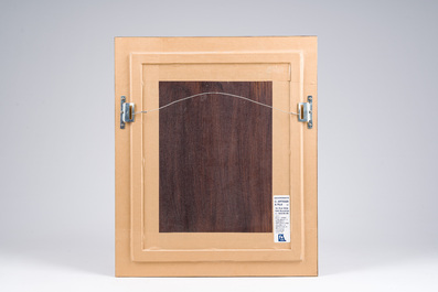 &Eacute;cole belge: Jeune femme &agrave; la lecture, huile sur toile maroufl&eacute;e sur board, 19&egrave;me/20&egrave;me si&egrave;cle