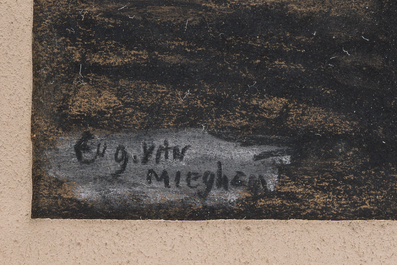 Eugeen Van Mieghem (1875-1930): Transport de la cargaison, fusain et pastel sur papier