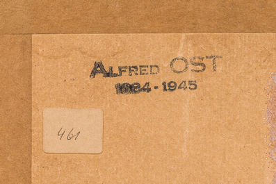 Alfred Ost (1884-1945): Le juge, fusain et aquarelle sur papier, dat&eacute; 25 juin (19)11