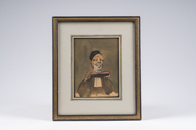 Alfred Ost (1884-1945): Le juge, fusain et aquarelle sur papier, dat&eacute; 25 juin (19)11