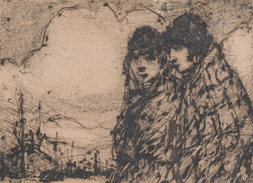 Eugeen Van Mieghem (1875-1930): Trois eaux-fortes diverses repr&eacute;sentant des personnages dans un contexte portuaire