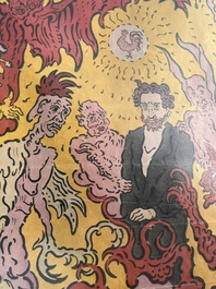 James Ensor (1860-1949): 'Duivels die mij sarren', affiche voor de tentoonstelling bij Salon des Cent in Parijs, kleurenlithografie, [gedateerd 1898]