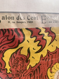 James Ensor (1860-1949): 'Duivels die mij sarren', affiche voor de tentoonstelling bij Salon des Cent in Parijs, kleurenlithografie, [gedateerd 1898]