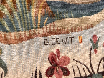 Tapisserie murale &agrave; d&eacute;cor de 'La tonte des moutons', Manufacture royale De Wit, Flandres, Malines, 20&egrave;me si&egrave;cle