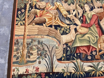Tapisserie murale &agrave; d&eacute;cor de 'La tonte des moutons', Manufacture royale De Wit, Flandres, Malines, 20&egrave;me si&egrave;cle
