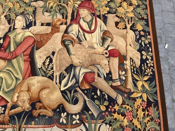 Tapisserie murale &agrave; d&eacute;cor de 'La tonte des moutons', Manufacture royale De Wit, Flandres, Malines, 20&egrave;me si&egrave;cle