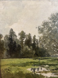 Cesar De Cock (1823-1904): Paysage en Gournay, huile sur toile, dat&eacute; 1863