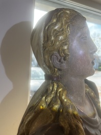 A large polychromed wood sculpture of Saint Elizabeth of Hungary, 18th C.