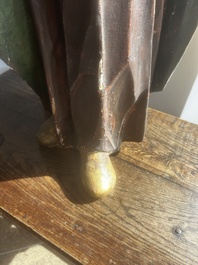 A large polychromed wood sculpture of Saint Elizabeth of Hungary, 18th C.