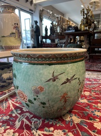 A Chinese famille verte jardini&egrave;re with birds among blossoming branches, 19th C.