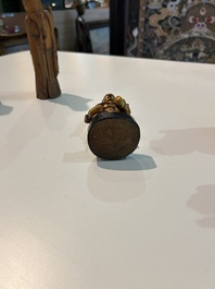 Eight Chinese gilt and polychromed wooden sculptures, 19th/20th C.