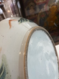 A large Chinese famille rose '100 deer' dish, 19th C.