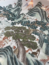 A large Chinese famille rose '100 deer' dish, 19th C.