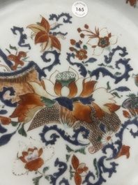 A large Chinese famille verte 'lotus' dish, Yongzheng/Qianlong