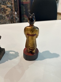 Eight Chinese gilt and polychromed wooden sculptures, 19th/20th C.