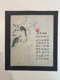Chinese school: Five woodcut pages from an album, probably 17th C., and the book 'Les estampes du studio des dix bambous'