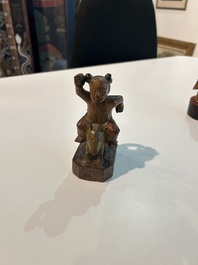 Eight Chinese gilt and polychromed wooden sculptures, 19th/20th C.