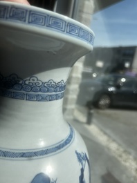 A Chinese blue and white vase with figures in a landscape, Kangxi