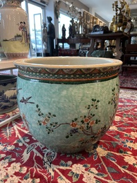 A Chinese famille verte jardini&egrave;re with birds among blossoming branches, 19th C.