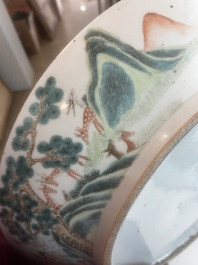 A large Chinese famille rose '100 deer' dish, 19th C.