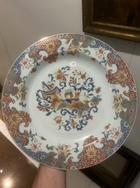 A large Chinese famille verte 'lotus' dish, Yongzheng/Qianlong