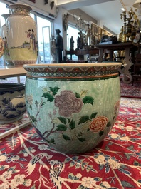 A Chinese famille verte jardini&egrave;re with birds among blossoming branches, 19th C.