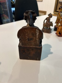 Eight Chinese gilt and polychromed wooden sculptures, 19th/20th C.