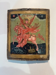 A Russian orthodox 'Archangel Michael Voyevoda, captain of the heavenly hosts' icon, 18th/19th C.