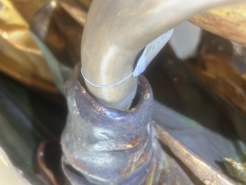 A large polychromed wood sculpture of Saint Elizabeth of Hungary, 18th C.