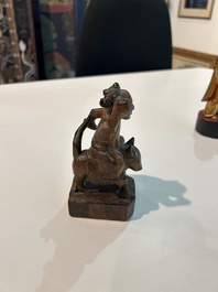 Eight Chinese gilt and polychromed wooden sculptures, 19th/20th C.