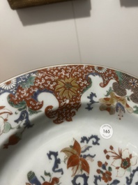 A large Chinese famille verte 'lotus' dish, Yongzheng/Qianlong