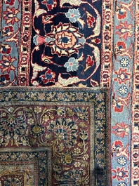 A Persian Kashan 'Mohtashem' silk rug with floral design, early 20th C.