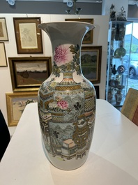 Vase en porcelaine de Chine qianjiang cai &agrave; d&eacute;cor d'antiquit&eacute;s, 19&egrave;me/20&egrave;me si&egrave;cle