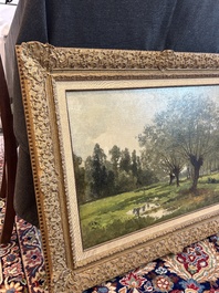 Cesar De Cock (1823-1904): Paysage en Gournay, huile sur toile, dat&eacute; 1863