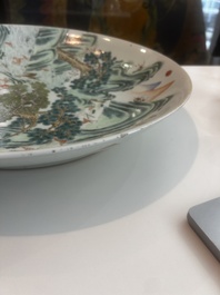 A large Chinese famille rose '100 deer' dish, 19th C.