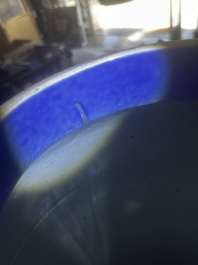 A pair of large Chinese famille rose blue-ground 'dragons and phoenixes' vases with covers, Kangxi mark, 19th C.