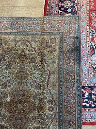 A Persian Kashan 'Mohtashem' silk rug with floral design, early 20th C.