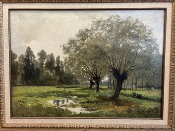 Cesar De Cock (1823-1904): Paysage en Gournay, huile sur toile, dat&eacute; 1863