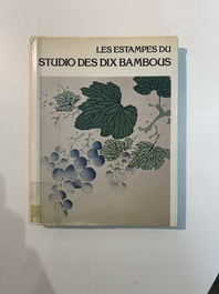 Chinese school: Five woodcut pages from an album, probably 17th C., and the book 'Les estampes du studio des dix bambous'