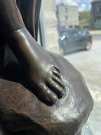 Eug&egrave;ne Cornu (1827-1899): V&eacute;nus sortant du bain ou La baigneuse, bronze &agrave; patine brune