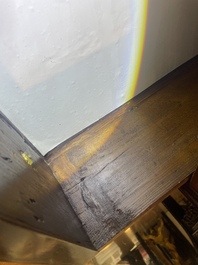 A French Louis XVI style bronze mounted wooden chest of drawers with veined grey marble top, late 19th C.