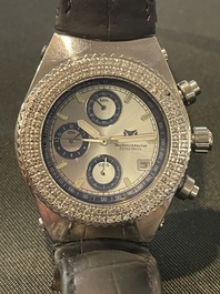 An Ikepod Megapode chronograph titanium and sapphire glass wristwatch designed by Marc Newson, ed. 257/9999, ca. 2000