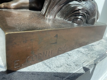 Eug&egrave;ne Cornu (1827-1899): V&eacute;nus sortant du bain ou La baigneuse, bronze &agrave; patine brune