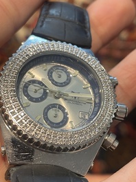 An Ikepod Megapode chronograph titanium and sapphire glass wristwatch designed by Marc Newson, ed. 257/9999, ca. 2000