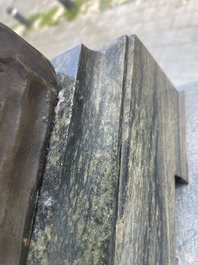 Emile Louis Picault (1833-1915): 'Ad lumen', brown patinated bronze on a vert de mer marble base, foundry mark 'E. Colin &amp; Cie Paris'