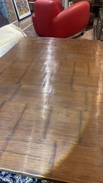 A Chinese bamboo and hardwooden opium table, 20th C.